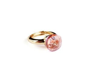 Ring in zilver geelgoud verguld model pomellato roze steen