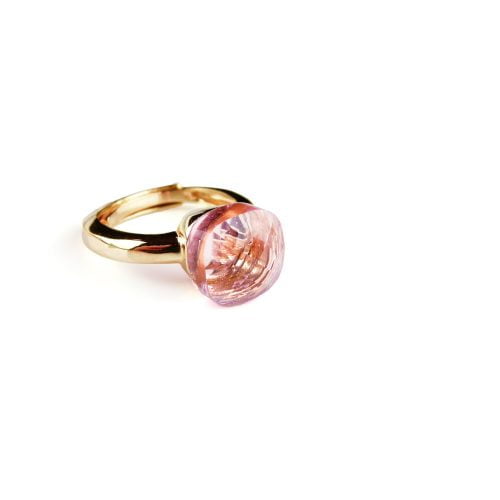 Ring in zilver geelgoud verguld model pomellato roze steen