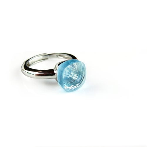 Ring in zilver model pomellato licht blauwe steen